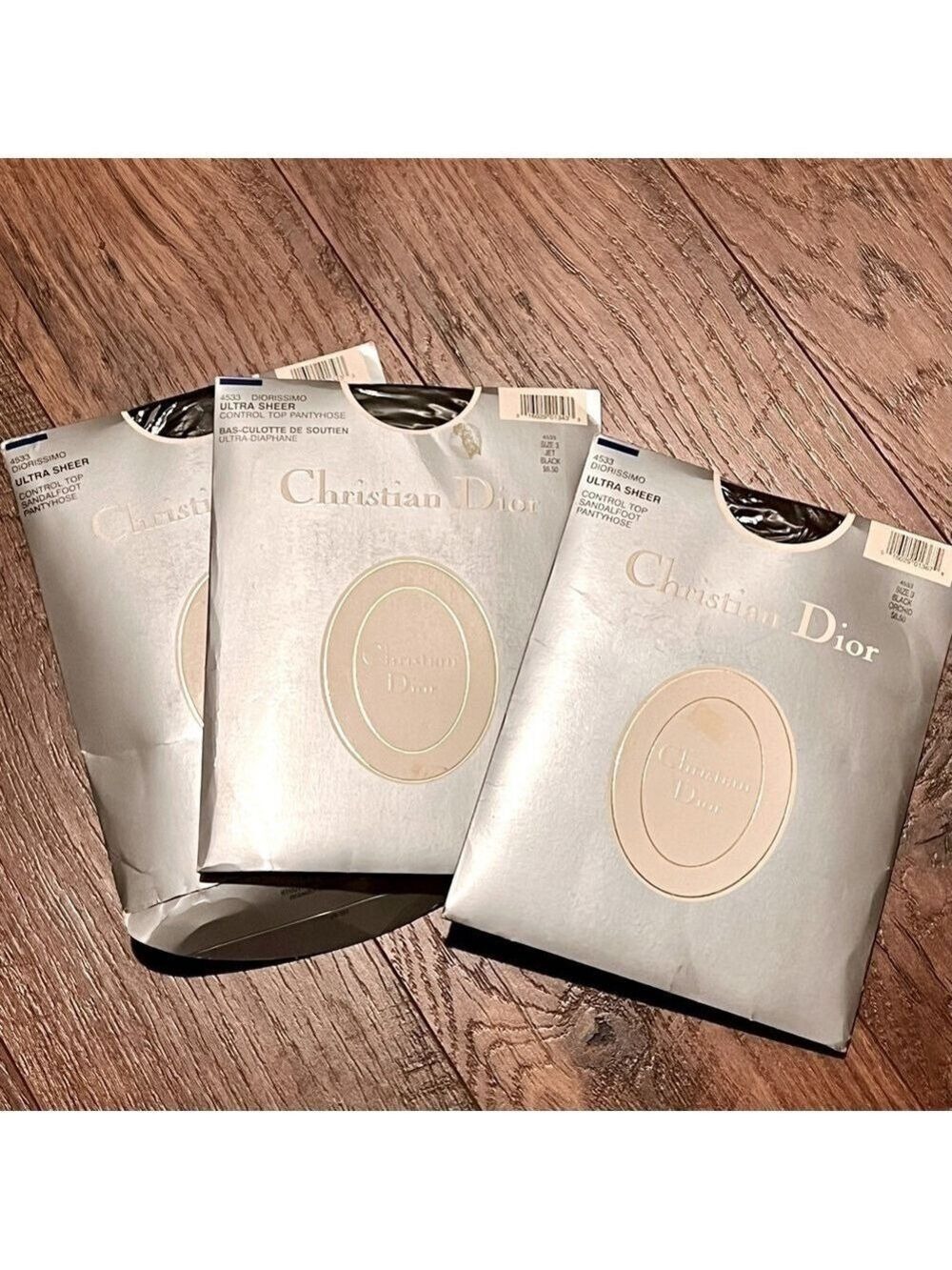 CHRISTIAN DIOR 3 pack vintage Diorissimo pantyhose. Black Orchid Size 3